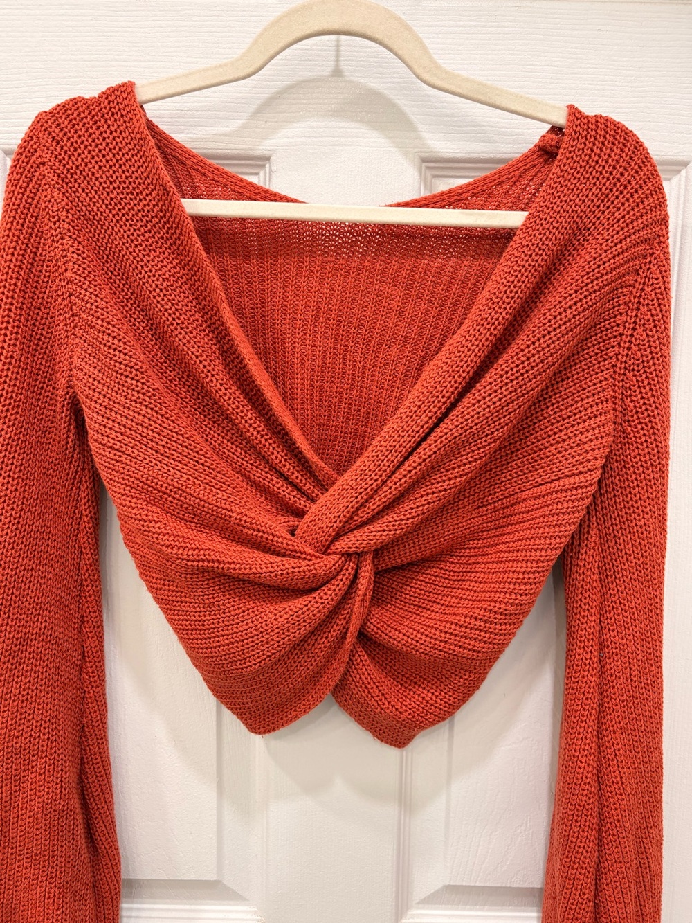 Lulus Let's Get Away Rust Red Knit Twist Back Sweater - Picture 7 of 11